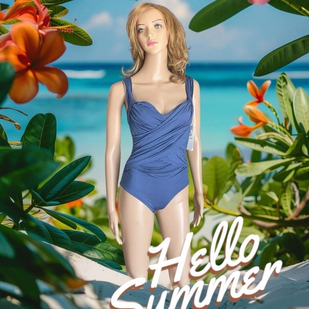 Badgley Mischka Blue Women's One Piece Swimsuit size 6